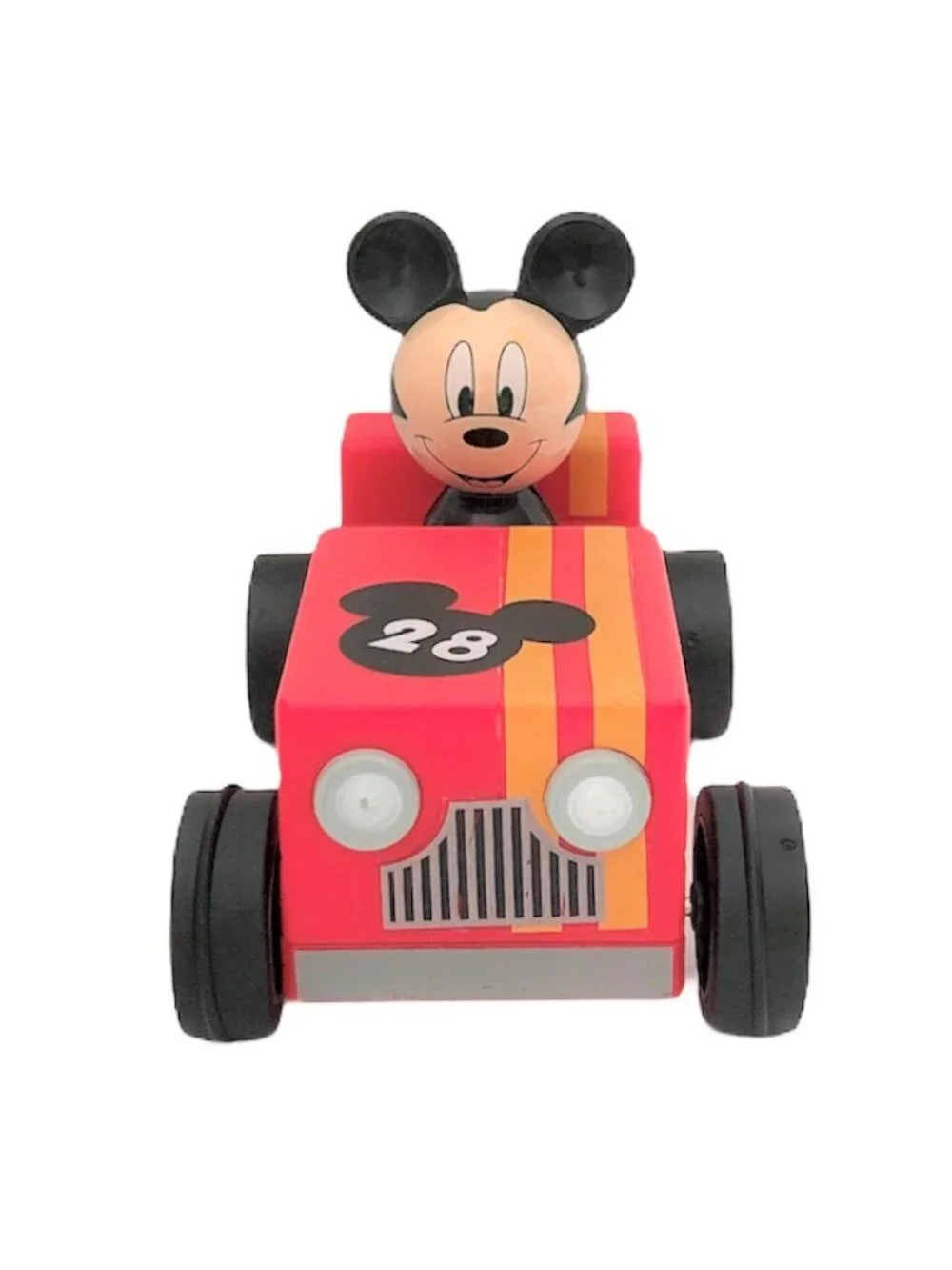 Vintage Style Disney Mickey Mouse Racers Pullback Red Race Car #28 Toy